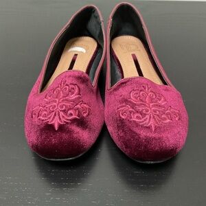 New Directions Velvet Loafers Della - Burgundy Deep Red Women’s Size 6